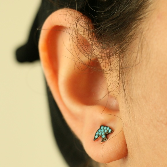 Sterling Silver Bird Turquoise & Cubic Zirconia - Picture 3 of 7